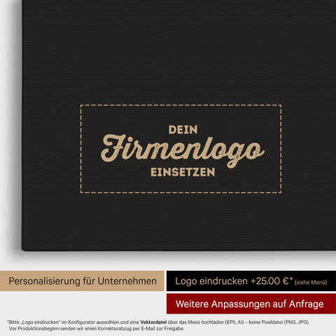 Afrika-Karte als Pinn-Leinwand in Schwarz-Weiss, auf die ein Firmenlogo eingedruckt werden kann und weitere Individualisierungen als Sonderanfertigung vorgenommen werden können