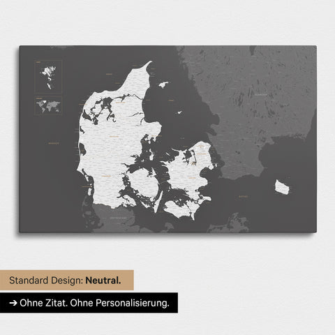 Neutral Version of a Denmark Map as a Dark Gray Push Pin Map
