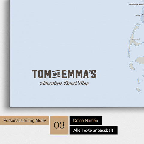 Polityczna mapa Danii TRAVEL® Canvas z pinezkami – wielokolorowy atlas