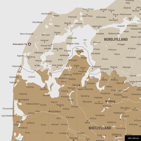 Mapa Danii TRAVEL® Canvas z pinezkami – wielokolorowy beż