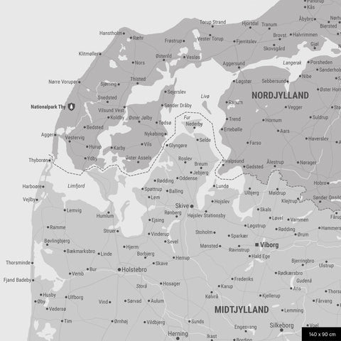 Mapa Danii TRAVEL® Canvas z pinezkami – wielokolorowy szary