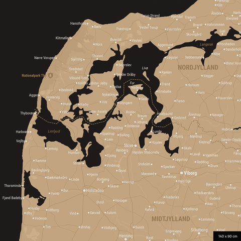 Mapa Danii TRAVEL® Canvas z pinezkami – czerń Sonar