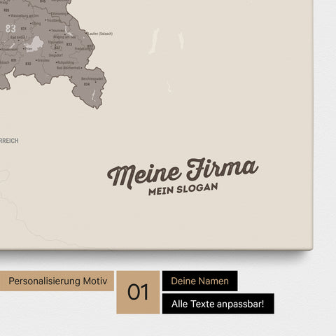 Germany Zip Code Map PLZ® (postal code areas) Push Pin Map – Warmgray