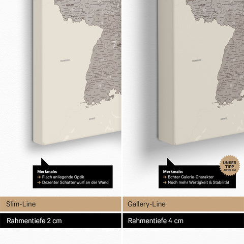 Germany Zip Code Map PLZ® (postal code areas) Push Pin Map – Warmgray