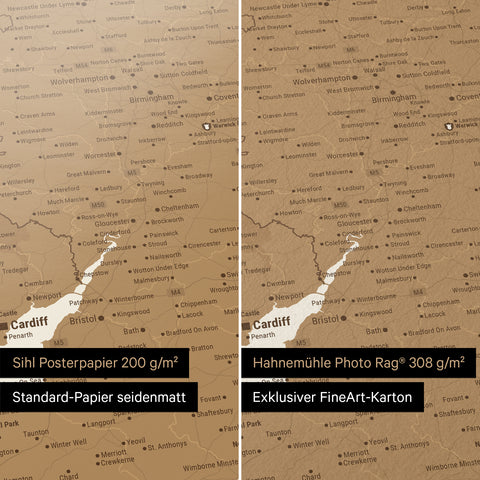 England map poster in either Sihl poster paper or Hahnemühle Photo Rag paper