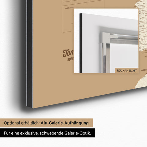 Mapa Europy TRAVEL® Tablica magnetyczna – Treasure Gold