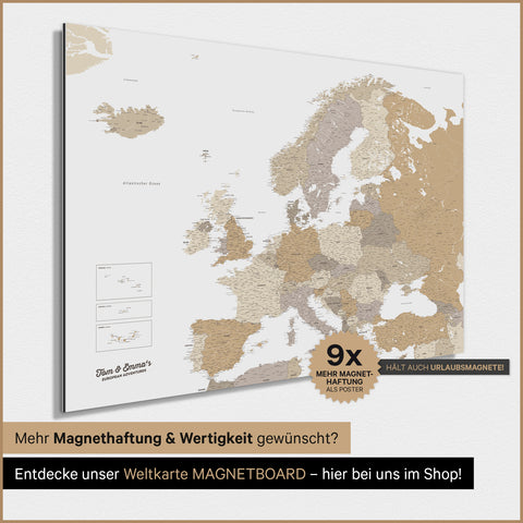 Mapa Europy TRAVEL® Plakat magnetyczny – Multicolor Beige