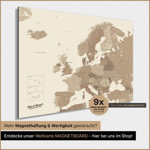 Mapa Europy TRAVEL® Plakat magnetyczny – Multicolor Brown