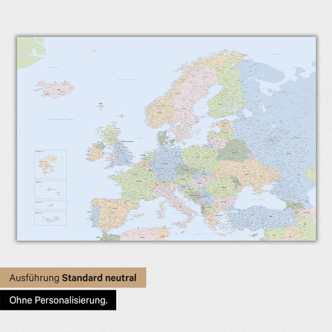 Mapa Europy TRAVEL® Premium plakat – Multicolor Atlas (Mapa polityczna)