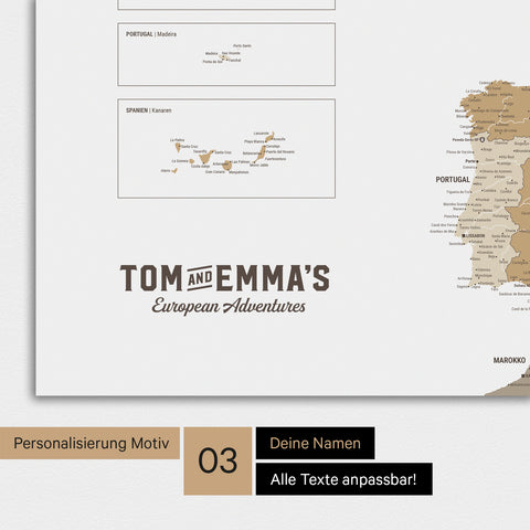 Mapa Europy TRAVEL® Premium plakat – Wielokolorowy Beżowy