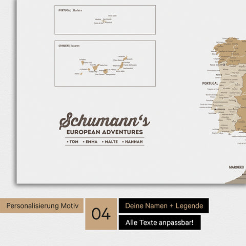 Mapa Europy TRAVEL® Premium plakat – Wielokolorowy Beżowy