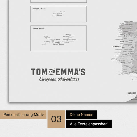 Mapa Europy TRAVEL® Premium plakat – Wielokolorowy Szary