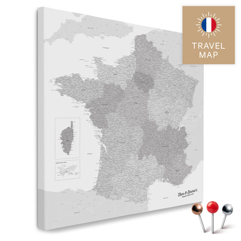 France map in the color multicolor gray in a modern, minimalist design as a canvas for pinning trips and places