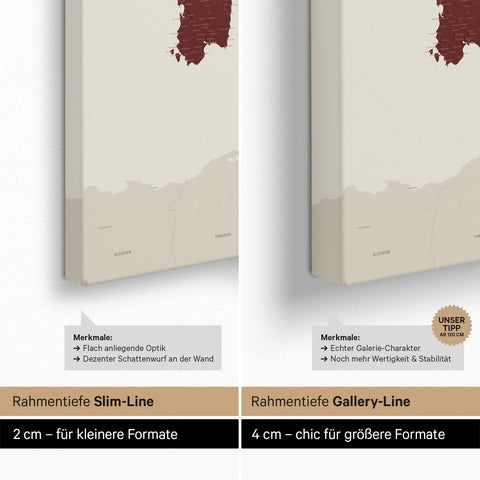 Mapa Włoch TRAVEL® Canvas z pinezkami – Bordeaux Rot