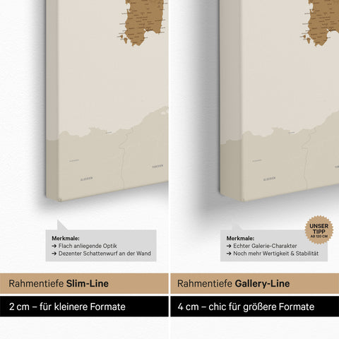 Mapa Włoch TRAVEL® Canvas z pinezkami – Brązowy