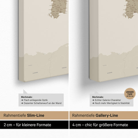 Mapa Włoch TRAVEL® Canvas z pinezkami – Desert Sand