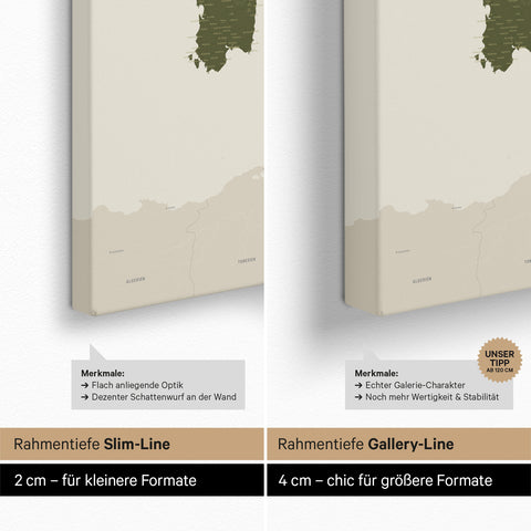 Mapa Włoch TRAVEL® Canvas z pinezkami – Olive Green