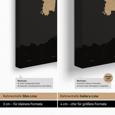 Mapa Włoch TRAVEL® Canvas z pinezkami – Sonar Black
