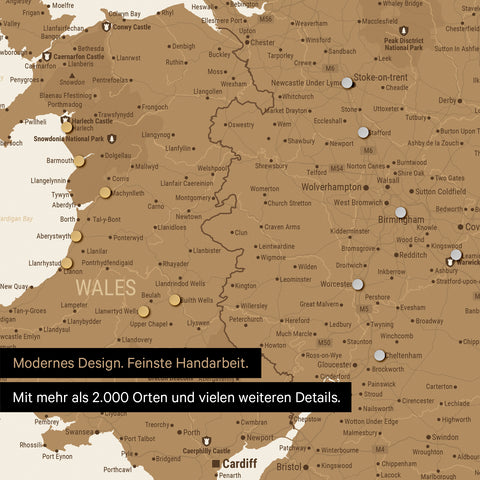 Mapa Anglii (Wielka Brytania) i Irlandii TRAVEL® magnetyczny plakat – w 21 kolorach