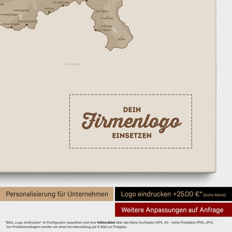 Schweiz-Karte als Pinn-Leinwand in Desert Sand (Beige) mit Eindruck eines Firmenlogos
