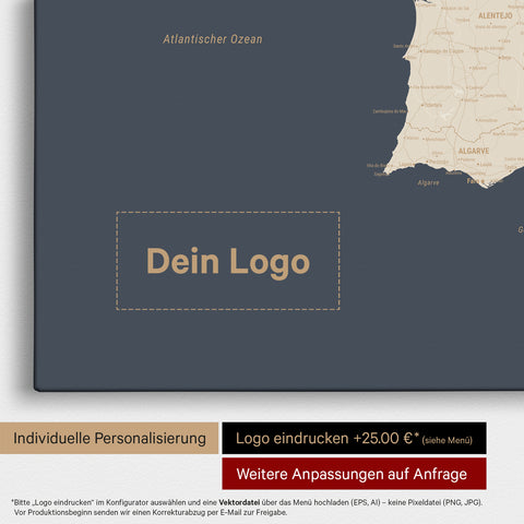 Mapa Hiszpanii i Portugalii TRAVEL® Canvas z pinezkami – Hale Navy