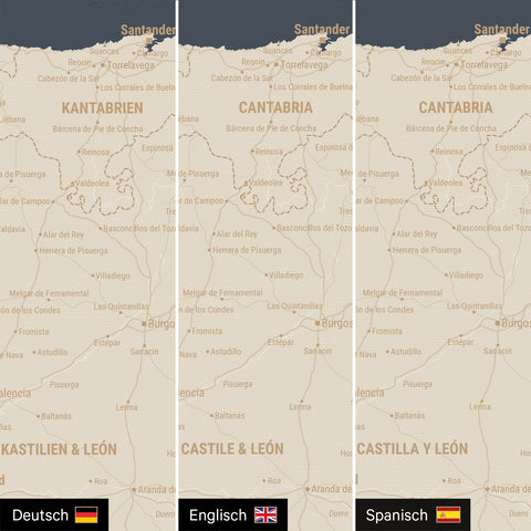 Mapa Hiszpanii i Portugalii TRAVEL® Canvas z pinezkami – Hale Navy
