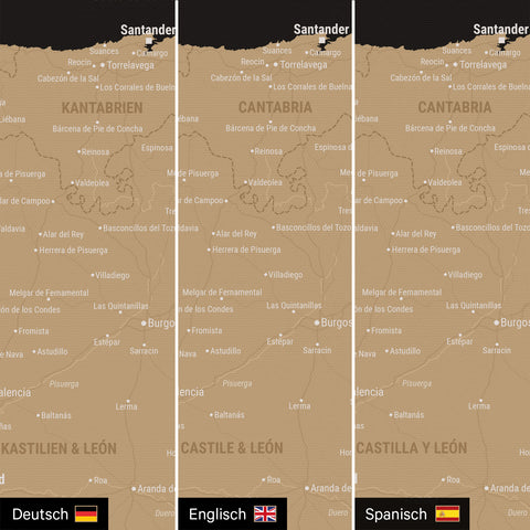 Mapa Hiszpanii i Portugalii TRAVEL® Canvas z pinezkami – Sonar Black