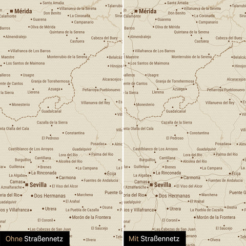 Mapa Hiszpanii i Portugalii TRAVEL® Canvas z pinezkami – Treasure Gold