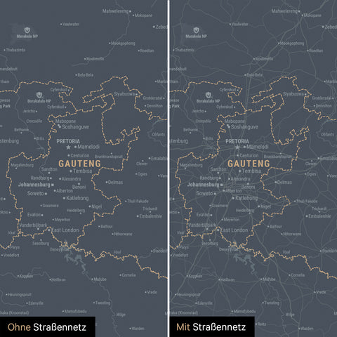 Mapa Południowej Afryki TRAVEL® Canvas z pinezkami – Navy Light