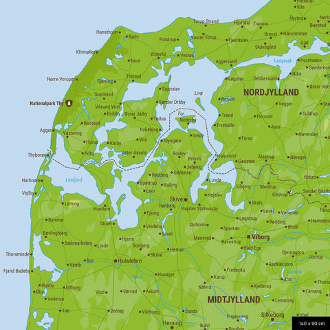 Topograficzna Mapa Danii TRAVEL® Canvas z pinezkami – Multicolor Topo