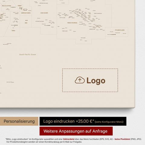 Mapa Australii i Oceanii TRAVEL® Canvas z pinezkami – Desert Sand (beżowy)