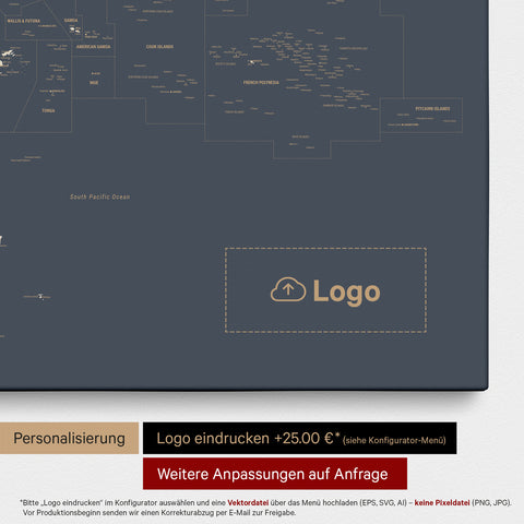 Mapa Australii i Oceanii TRAVEL® Canvas z pinezkami – Hale Navy (Ciemnoniebiesko-złoty)