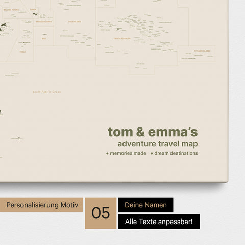 Mapa Australii i Oceanii TRAVEL® Canvas z pinezkami – Olive Green