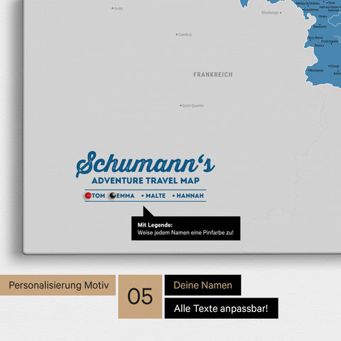 Benelux Push Pin Map TRAVEL® – Ocean Blue