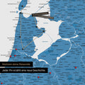 Modern Benelux map in blue as a Push Pin Map shows a section of North Holland and Utrecht, where already visited travel destinations are marked with pins
