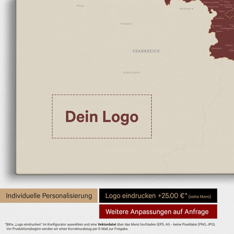 Benelux Push Pin Map TRAVEL® – Bordeaux Red