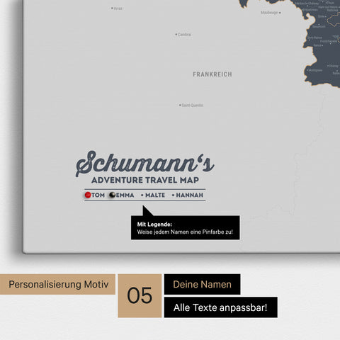 Benelux Push Pin Map TRAVEL® – Denim Blue