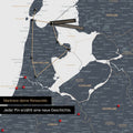 Modern Benelux map in the color Denim Blue as a Push Pin Map shows a section of North Holland and Utrecht, where already visited travel destinations are marked with pins