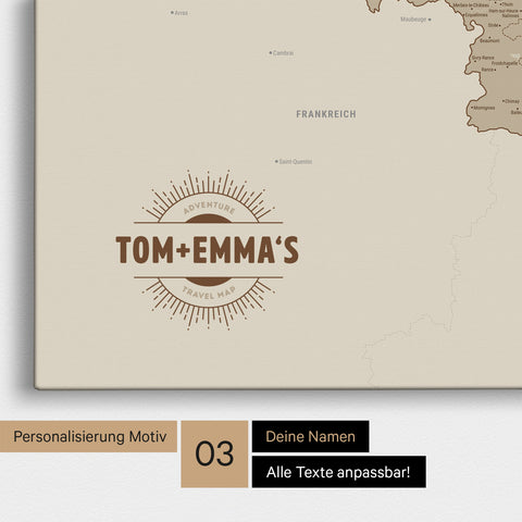 Benelux Push Pin Map TRAVEL® – Desert Sand