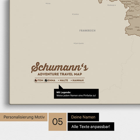Benelux Push Pin Map TRAVEL® – Desert Sand