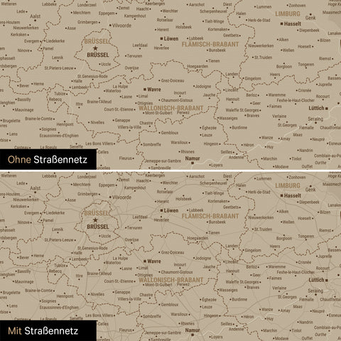 Benelux Push Pin Map TRAVEL® – Desert Sand