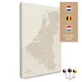 Benelux map with the Netherlands, Belgium, and Luxembourg in gold color in a modern, minimalist design as a canvas for pinning trips and places