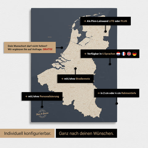 Benelux Push Pin Map TRAVEL® – Hale Navy
