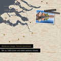 Benelux map in Hale Navy as a canvas for pinning shows a section of Zealand, East Flanders, and Antwerp with many details such as national parks, rivers, and numerous small towns and cities, some of which are marked with pins