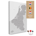 Benelux map with the Netherlands, Belgium, and Luxembourg in the color Coolgray in a modern, minimalist design as a canvas for pinning trips and places