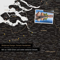 Benelux map in Light Black as a canvas for pinning shows a section of Zealand, East Flanders, and Antwerp with many details such as national parks, rivers, and numerous small towns and cities, some of which are marked with pins