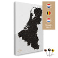 Benelux map with the Netherlands, Belgium, and Luxembourg in the color Light Black in a modern, minimalist design as a canvas for pinning trips and places