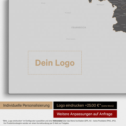 Benelux Push Pin Map TRAVEL® – Light Gray