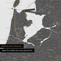 Modern Benelux map in the color Light Gray as a Push Pin Map shows a section of North Holland and Utrecht, where already visited travel destinations are marked with pins