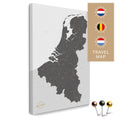Benelux map with the Netherlands, Belgium, and Luxembourg in the color Light Gray in a modern, minimalist design as a canvas for pinning trips and places